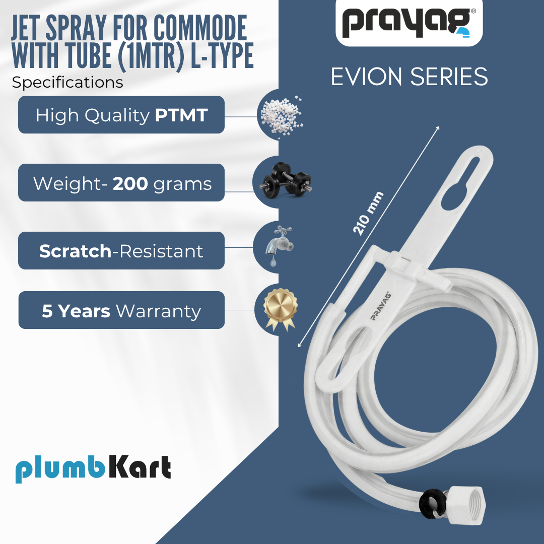 Jet Spray for Commode with Tube (1.5mtr) L-Type - By Prayag