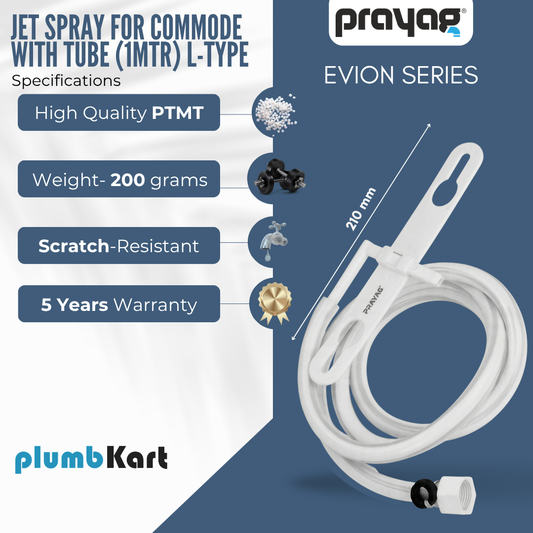 Jet Spray for Commode with Tube (1.5mtr) L-Type - By Prayag