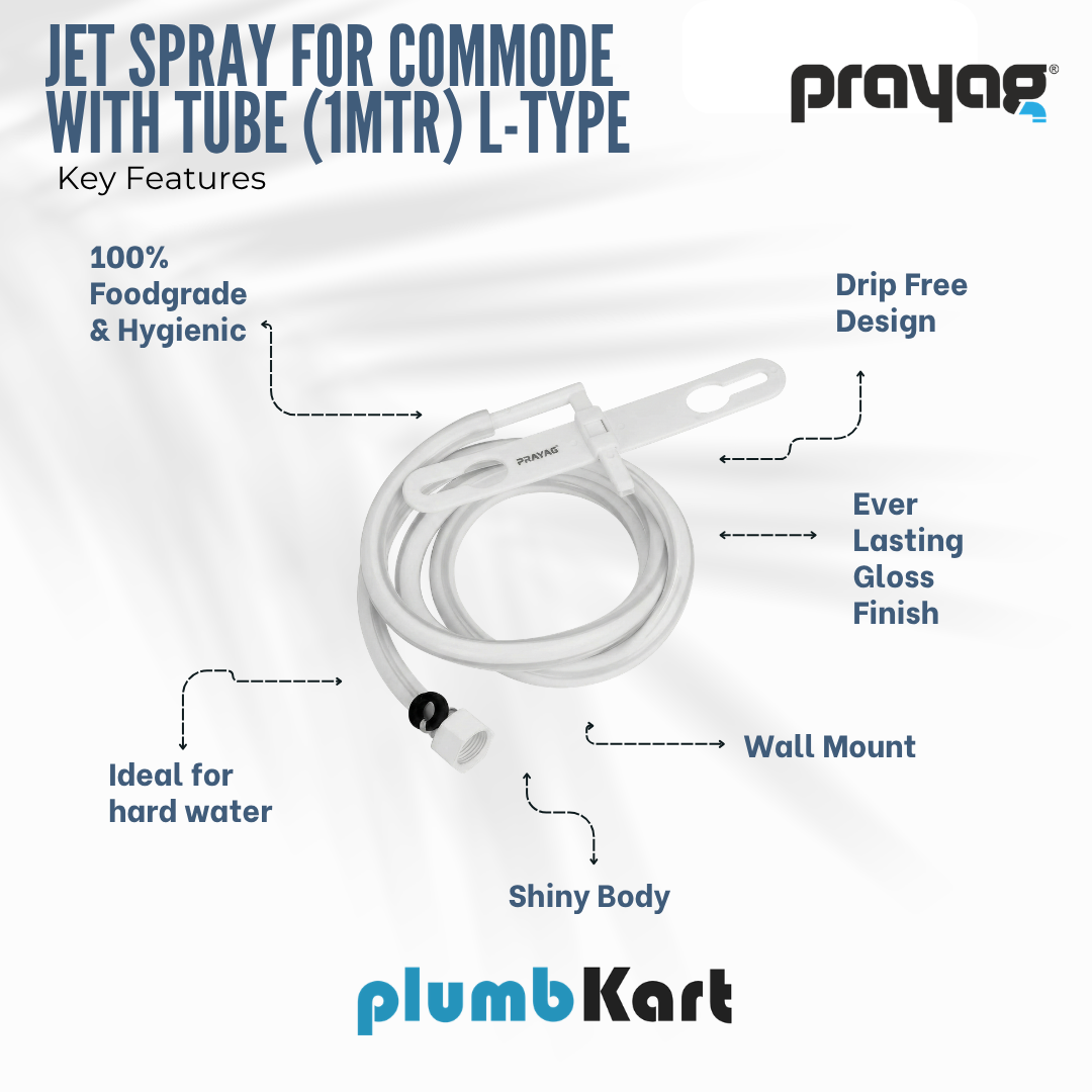 Jet Spray for Commode with Tube (1.5mtr) L-Type - By Prayag