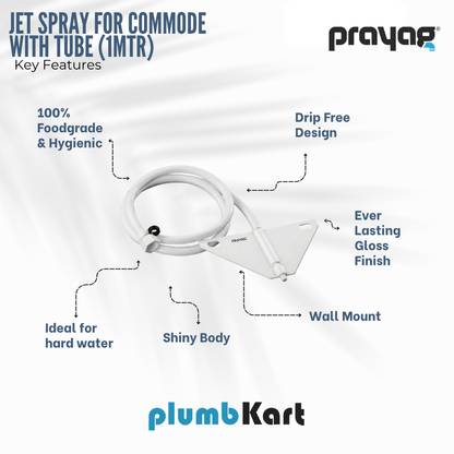 Jet Spray for Commode with Tube (1.5mtr) - By Prayag