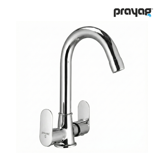 Wash Basin Mixer Tap (Hot & Cold) Foam Flow (Double Handle) Brass - By Prayag