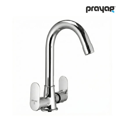 Wash Basin Mixer Tap (Hot & Cold) Foam Flow (Double Handle) Brass - By Prayag