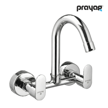 Sink Mixer Tap for Kitchen Wall Mount Foam Flow (Hot & Cold) Brass - By Prayag