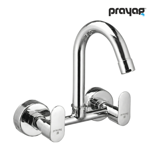 Sink Mixer Tap for Kitchen Wall Mount Foam Flow (Hot & Cold) Brass - By Prayag