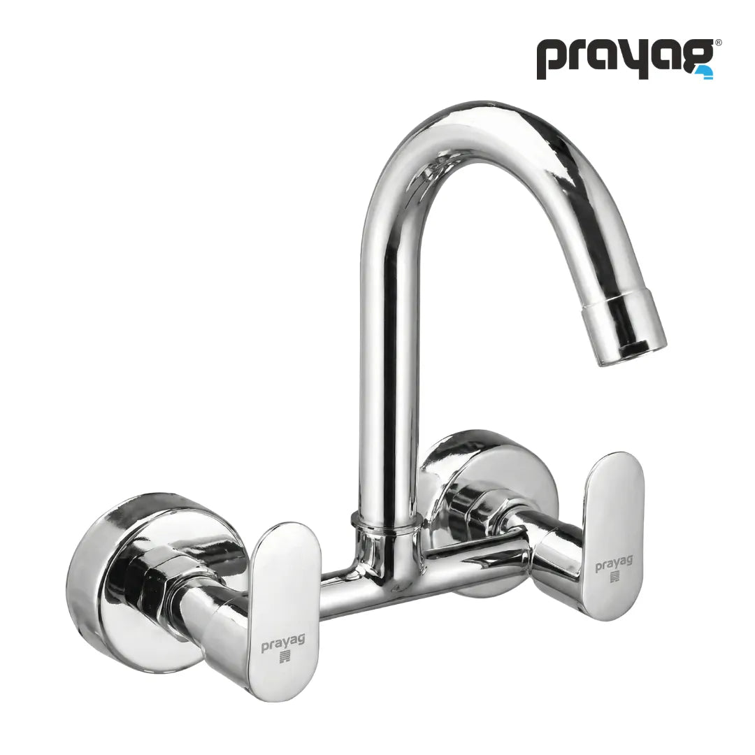 Sink Mixer Tap for Kitchen Wall Mount Foam Flow (Hot & Cold) Brass - By Prayag