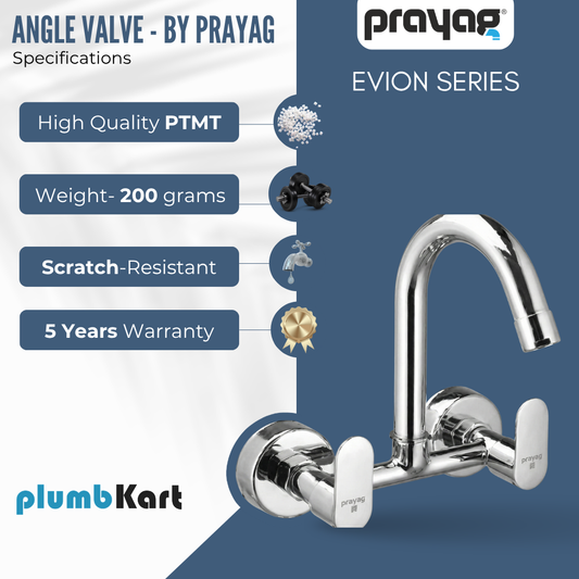 Sink Mixer Tap for Kitchen Wall Mount Foam Flow (Hot & Cold) Brass - By Prayag
