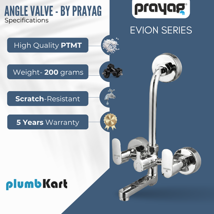 Wall Mixer Brass Tap with L Bend Pipe (Foam Flow) (Hot & Cold) - By Prayag