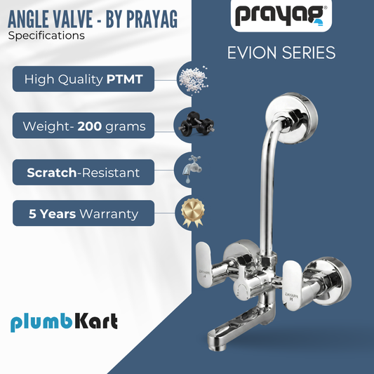 Wall Mixer Brass Tap with L Bend Pipe (Foam Flow) (Hot & Cold) - By Prayag