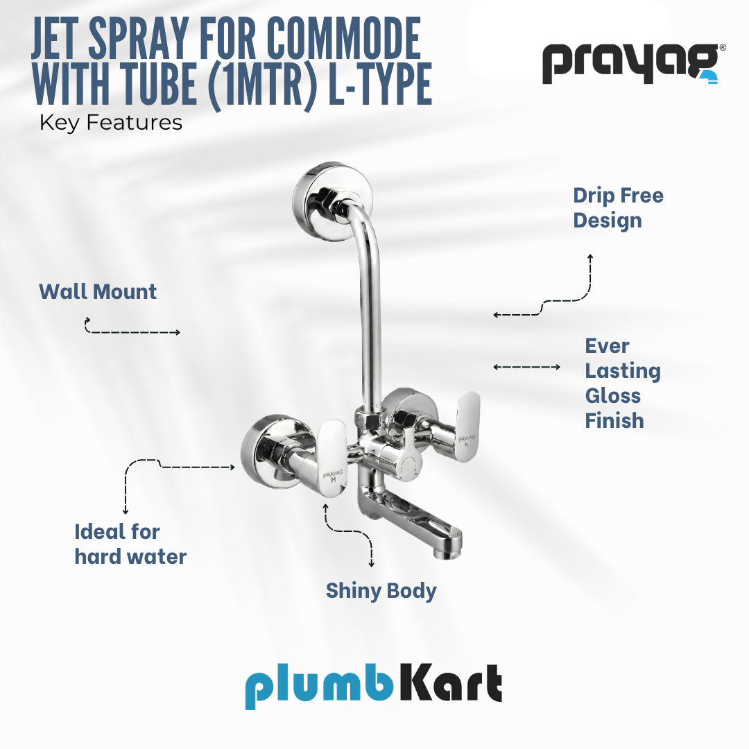 Wall Mixer Brass Tap with L Bend Pipe (Foam Flow) (Hot & Cold) - By Prayag