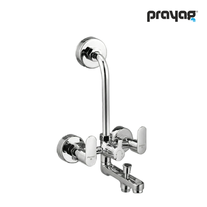 Wall Mixer 3 in 1 with Provision for Hand Shower & Head Shower Brass (Foam Flow) (Hot & Cold) - By Prayag