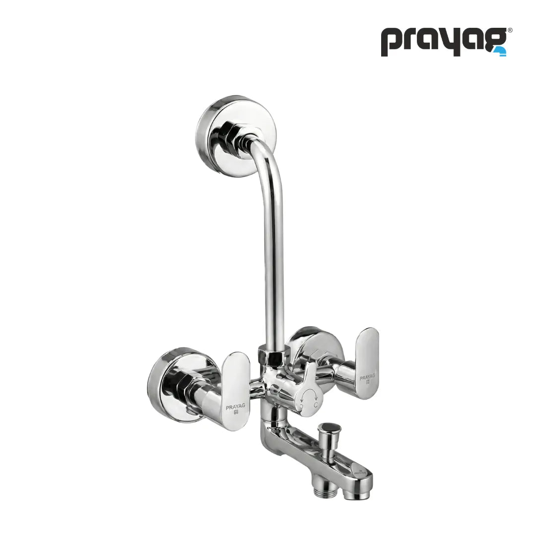 Wall Mixer 3 in 1 with Provision for Hand Shower & Head Shower Brass (Foam Flow) (Hot & Cold) - By Prayag