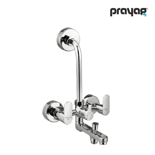 Wall Mixer 3 in 1 with Provision for Hand Shower & Head Shower Brass (Foam Flow) (Hot & Cold) - By Prayag