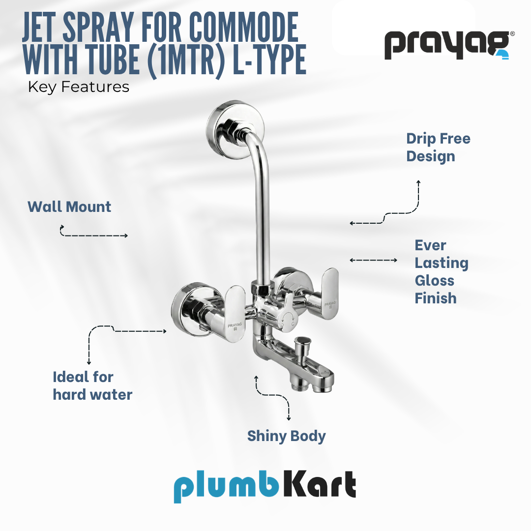 Wall Mixer 3 in 1 with Provision for Hand Shower & Head Shower Brass (Foam Flow) (Hot & Cold) - By Prayag