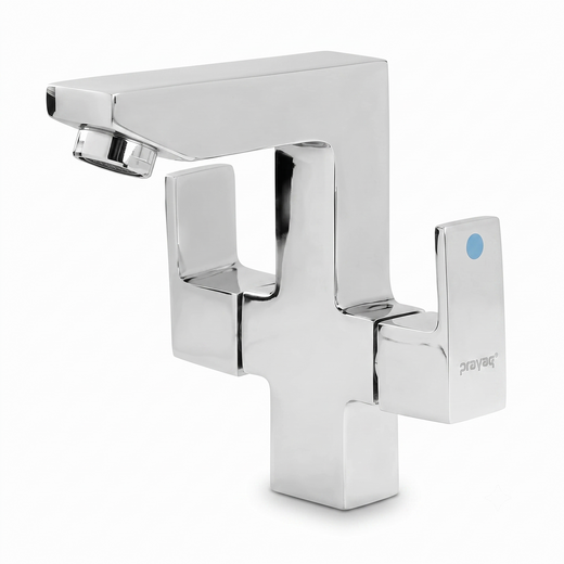 Wash Basin Mixer Tap (Hot & Cold) Foam Flow (Double Handle) Brass - By Prayag