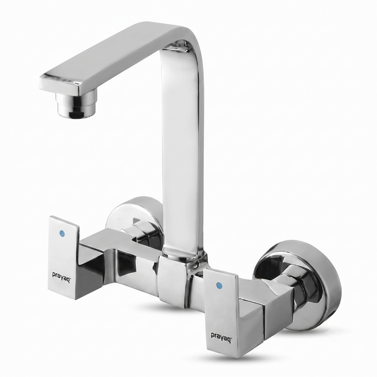 Sink Mixer Tap for Kitchen Wall Mount Foam Flow (Hot & Cold) Brass - By Prayag