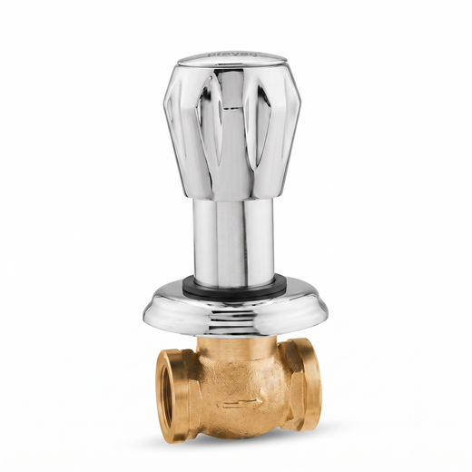 Concealed Stop Tap 20mm with Wall Flange Brass - By Prayag