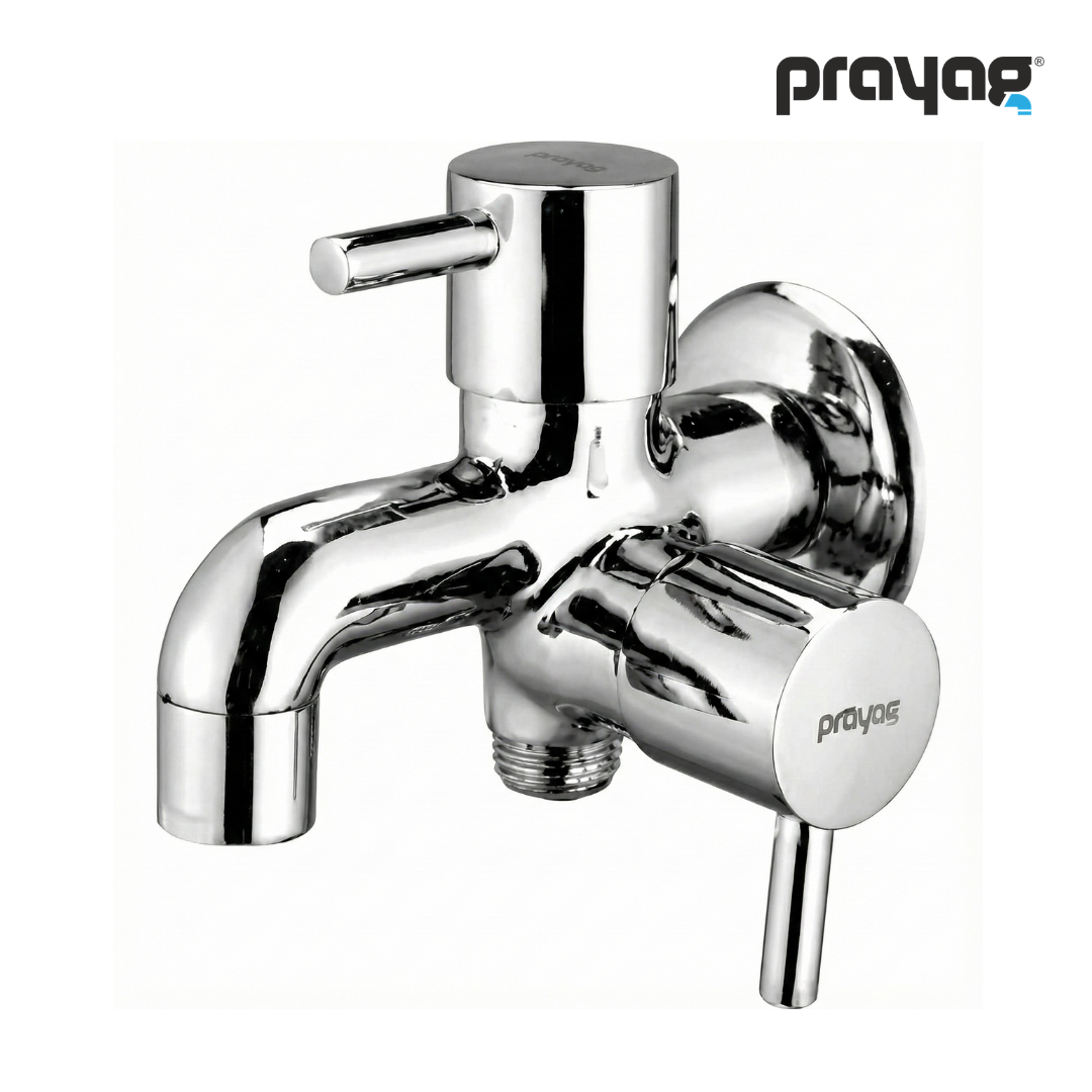 Two Way Bib Tap Foam Flow (Double Handle) Brass - By Prayag