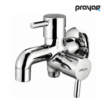 Two Way Bib Tap Foam Flow (Double Handle) Brass - By Prayag