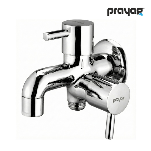 Two Way Bib Tap Foam Flow (Double Handle) Brass - By Prayag