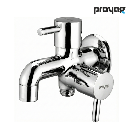 Two Way Bib Tap Foam Flow (Double Handle) Brass - By Prayag