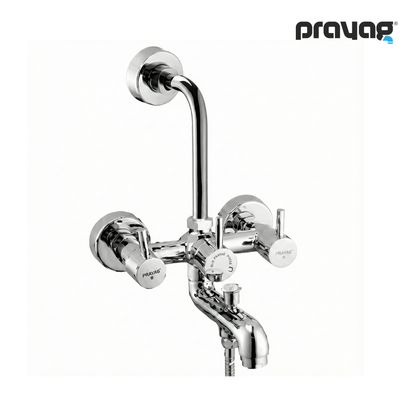 Prayag 3-in-1 Brass Wall Mixer Evian