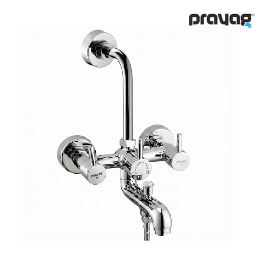 Wall Mixer 3 in 1 with Provision for Hand Shower & Head Shower Brass (Foam Flow) (Hot & Cold) - By Prayag