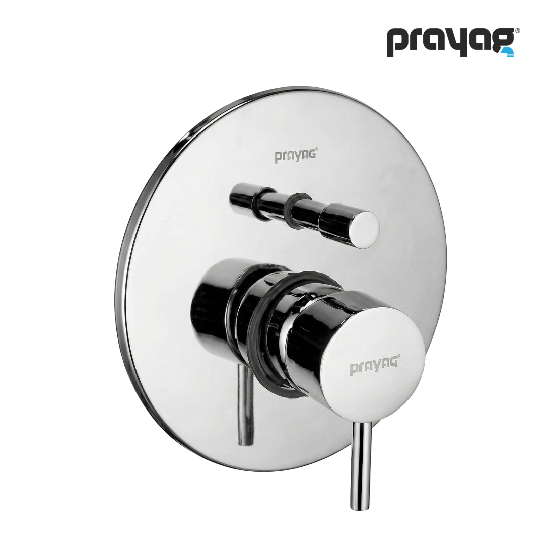 Single Lever Concealed Diverter 40mm (Complete Set Body + Plate) Brass - By Prayag