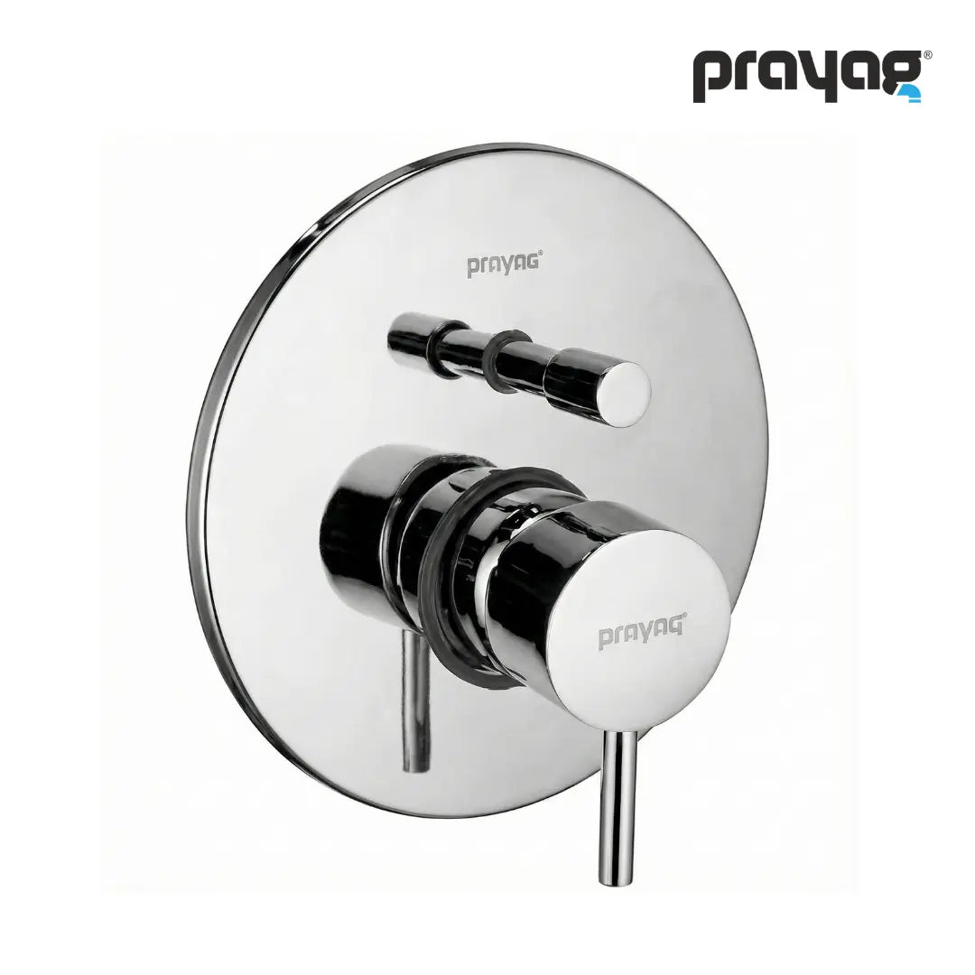 Single Lever Concealed Diverter 40mm High Flow (Complete Set Body + Plate) Brass - By Prayag