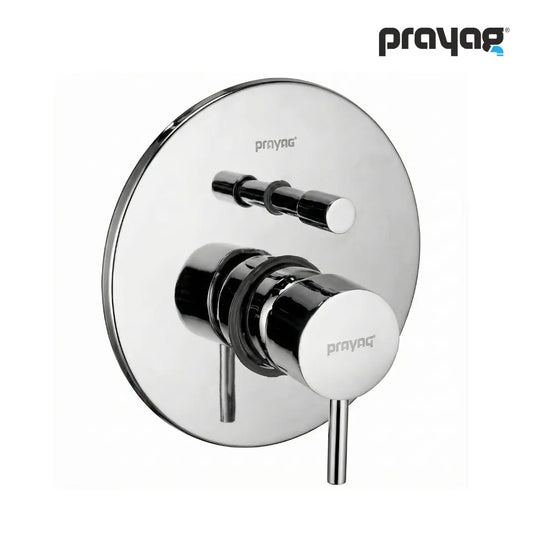 Single Lever Concealed Diverter 40mm High Flow (Complete Set Body + Plate) Brass - By Prayag