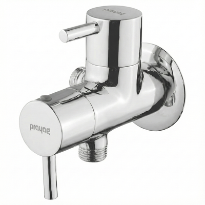 2-Way Angular Stop Tap with Wall Flange Brass - By Prayag
