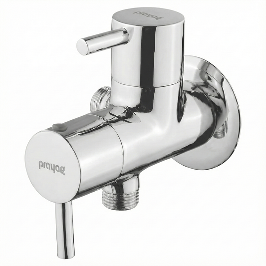 2-Way Angular Stop Tap with Wall Flange Brass - By Prayag
