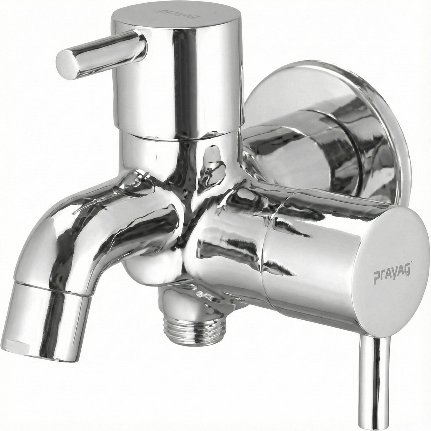 2-Way Bib Tap Double Handle with Wall Flange Brass - By Prayag
