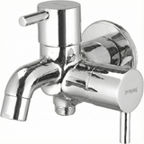 2-Way Bib Tap Double Handle with Wall Flange Brass - By Prayag