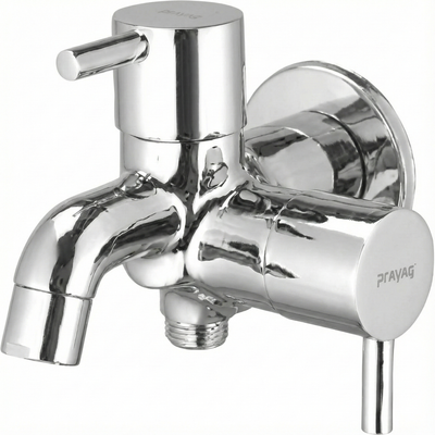 2-Way Bib Tap Double Handle with Wall Flange Brass - By Prayag