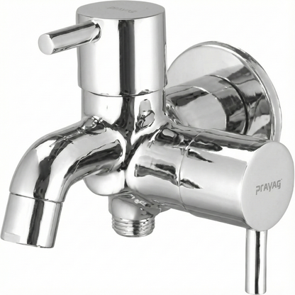 Prayag 2-Way Brass Bib Tap with Wall Flange Laguna