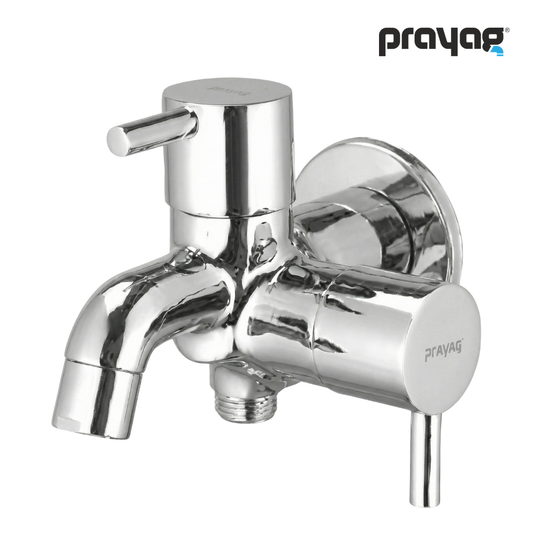 Two Way Bib Tap Foam Flow (Double Handle) Brass - By Prayag