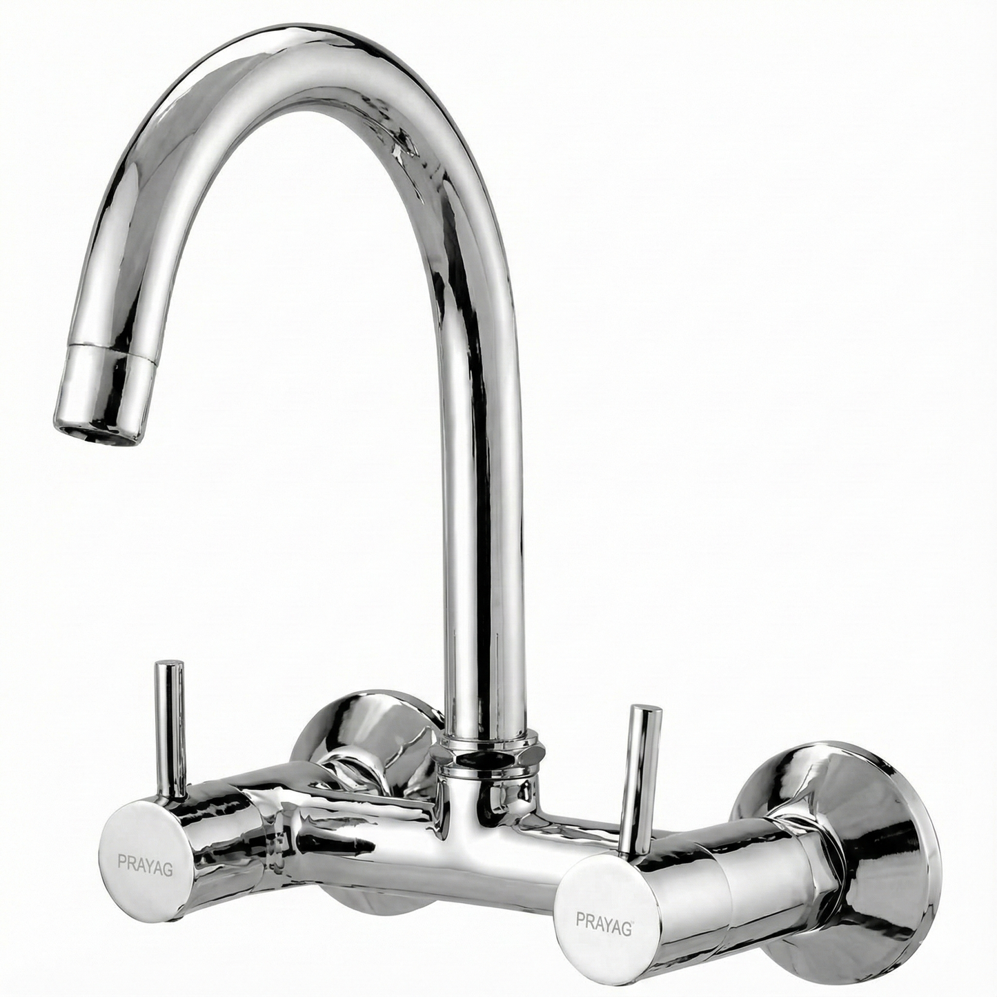Sink Mixer with Regular Spout Wall Mounted with Flange Brass - By Prayag