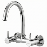 Sink Mixer with Regular Spout Wall Mounted with Flange Brass - By Prayag
