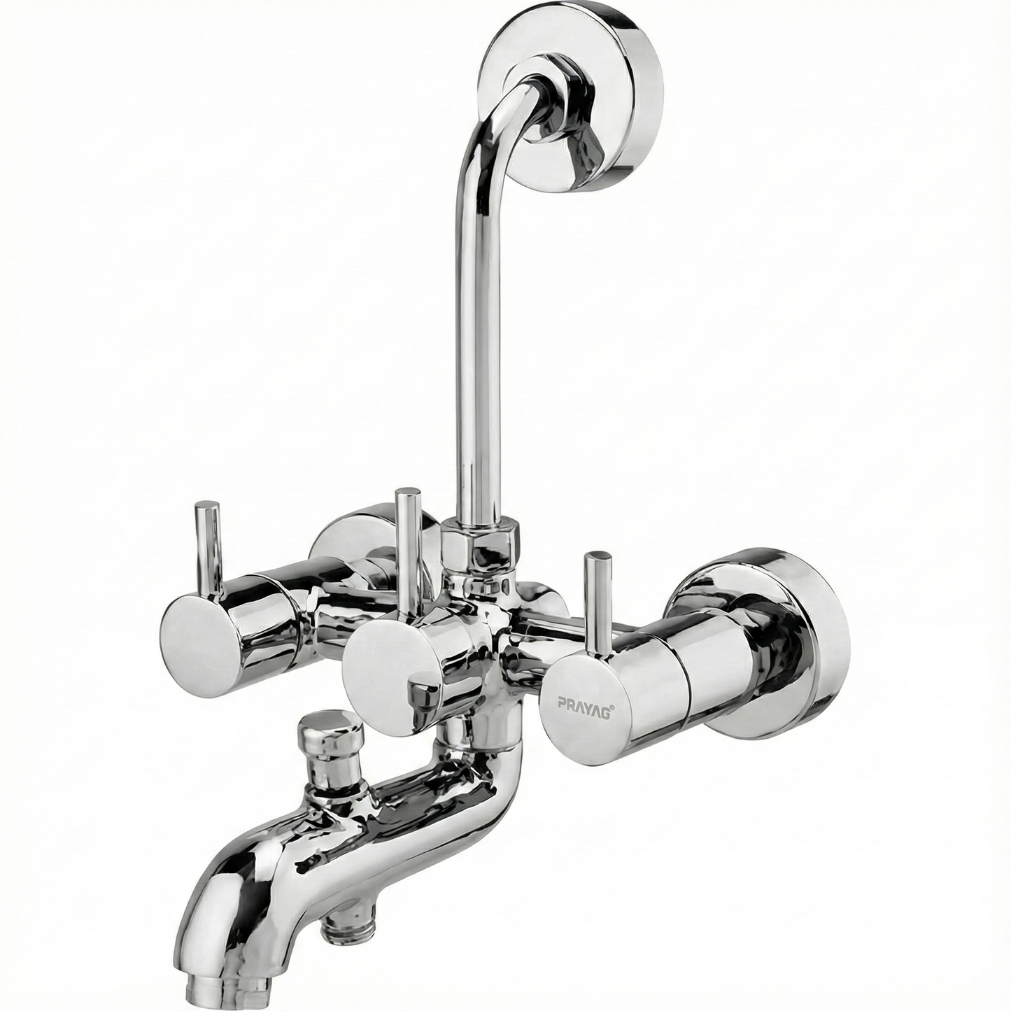 Wall Mixer 3 In 1 With Wall Flange (Provision For Over Head Shower & Hand Shower) Brass - By Prayag