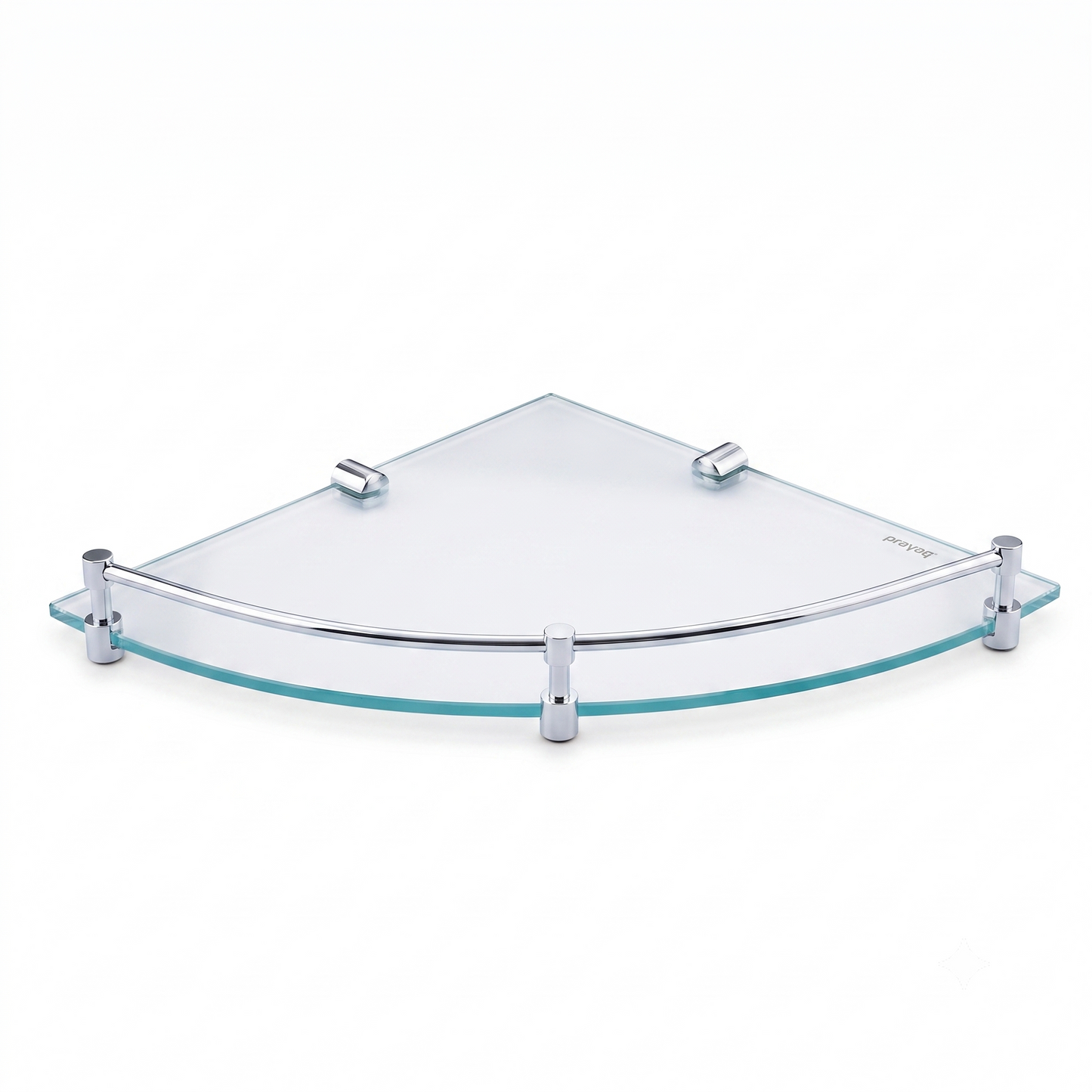 Corner Glass Shelf 300mm (Brass Bracket) Brass - By Prayag