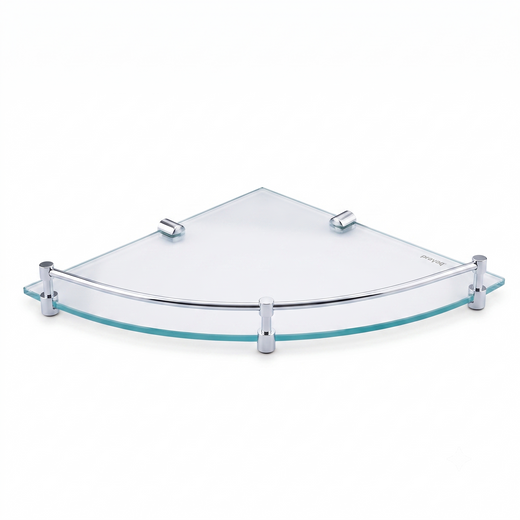 Corner Glass Shelf 300mm (Brass Bracket) Brass - By Prayag