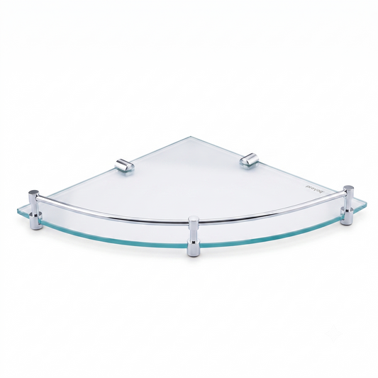 Corner Glass Shelf 300mm (Brass Bracket) Brass - By Prayag