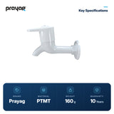 Long Body Bib Tap Foam Flow - Prayag key specifications: PTMT, 160 g, 10-year warranty