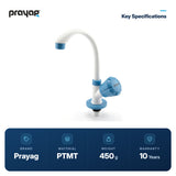 Sink Tap for Kitchen Table Mount Foam Flow (Swing Tap) Blue Colour - Prayag key specifications: PTMT, 450 g, 10-year warranty
