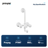 Wall Mixer with L Bend Pipe (Foam Flow) (Hot & Cold) - Prayag key specifications: PTMT, 950 g, 10-year warranty