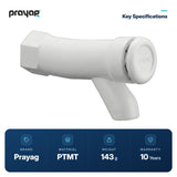 Push Tap With Spout 15mm - Prayag key specifications: PTMT, 143 g, 10-year warranty