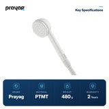 Hand Shower with 1.5mtr Tube & Hook (Model 1831) - Prayag key specifications: PTMT, 480 g, 2-year warranty