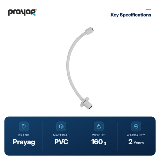 30 inch Connection Pipe with Nut, Collar Bush & Spanner (Pack of 2 Pcs) - Prayag key specifications: PVC, 160 g, 2-year warranty