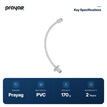 36 inch Connection Pipe with Nut, Collar Bush & Spanner (Pack of 2 Pcs) - Prayag key specifications: PVC, 170 g, 2-year warranty