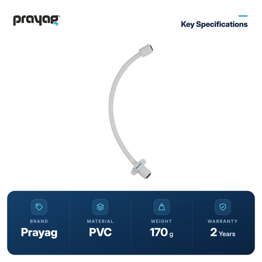 36 inch Connection Pipe with Nut, Collar Bush & Spanner (Pack of 2 Pcs) - Prayag key specifications: PVC, 170 g, 2-year warranty